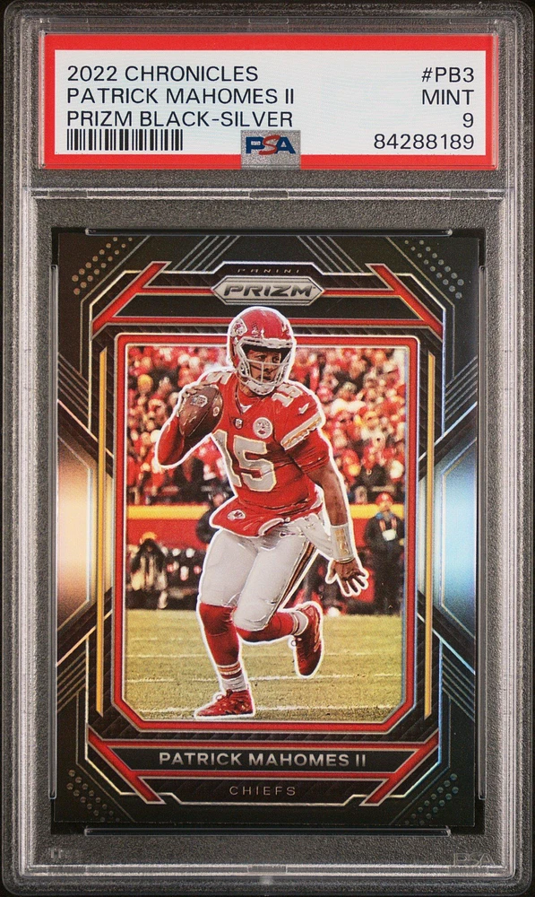 2022 Panini Chronicles Prizm Black Pb3 Patrick Mahomes Ii Silver PSA