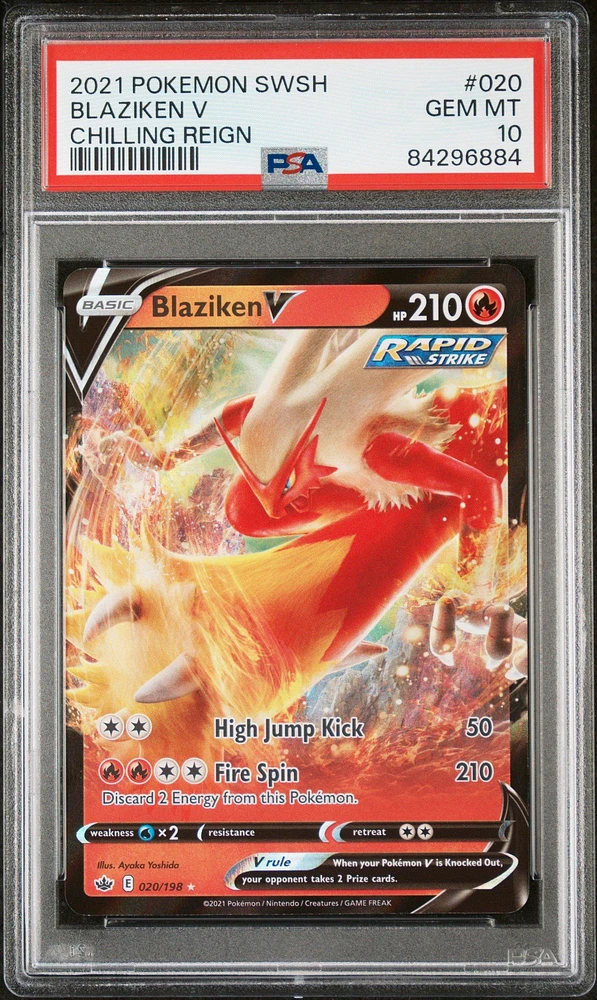 2021 Pokemon Sword & Shield Chilling Reign 020 Blaziken V PSA 10