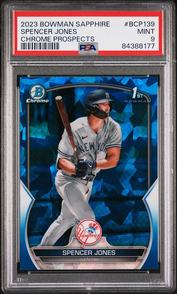2023 Bowman Sapphire Edition Chrome Prospects Bcp139 Spencer Jones PSA 9
