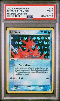 2004 Pokemon Ex Hidden Legends 32 Corsola-reverse Foil PSA 9