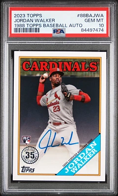 2023 Topps 1988 Topps Baseball Autographs 88bajwa Jordan Walker PSA 10