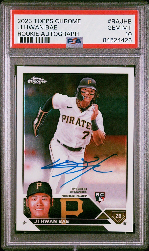 2023 Topps Chrome Rookie Autograph Rajhb Ji Hwan Bae PSA 10