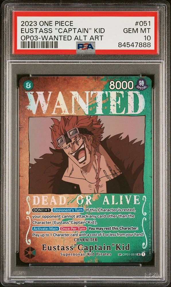 2023 One Piece Pillars Of Strength 051 Eustass "captain" Kid Wanted Alternate Art PSA 10