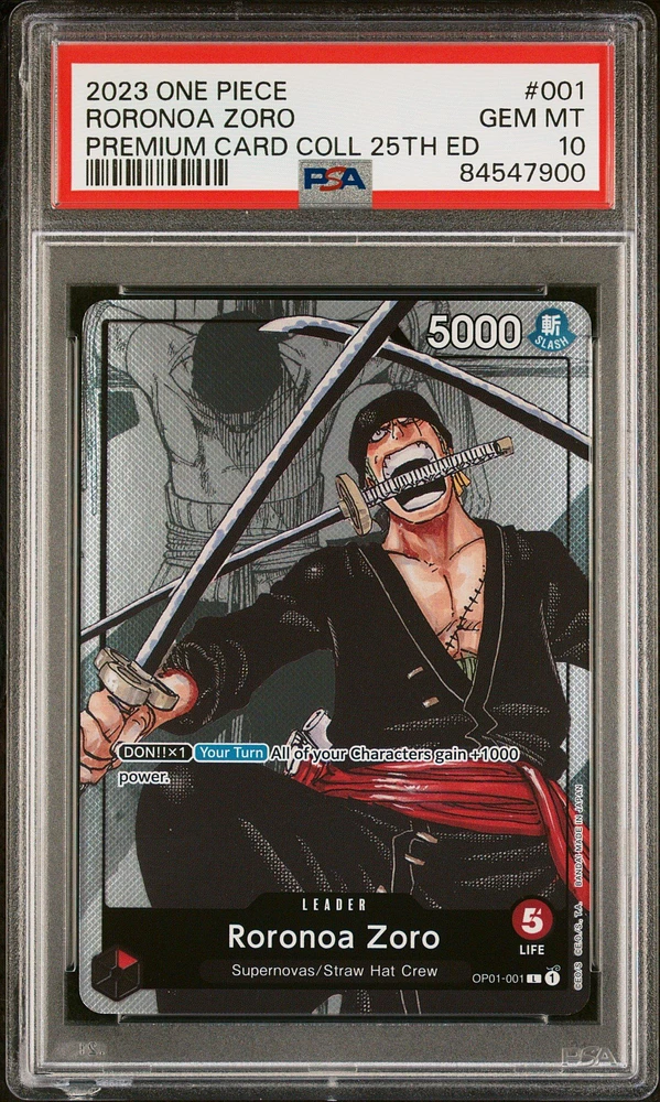 2023 One Piece Premium Bandai Premium Card Collection 25th Edition 001 Roronoa Zoro PSA 10