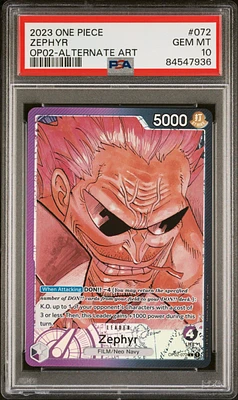 2023 One Piece Paramount War 072 Zephyr Alternate Art PSA 10