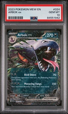 2023 Pokemon Mew En-151 024 Arbok Ex PSA