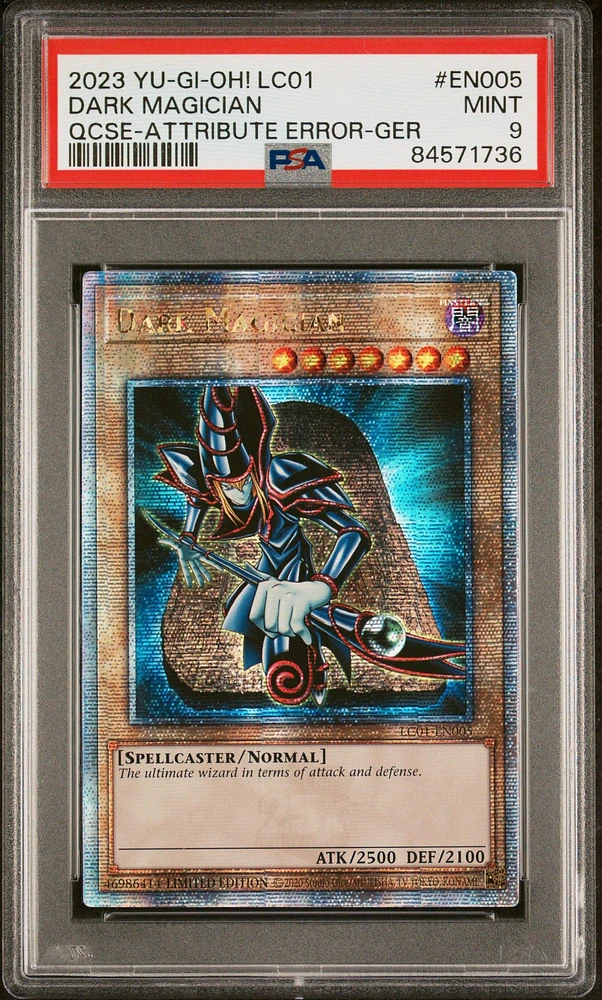2023 Yu-gi-oh! Lc01-legendary Collection: 25th Anniversary Edition En005 Dark Magician Quarter Century Secret Rare-attribute Error-german PSA 9