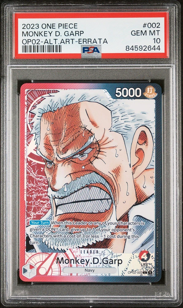 2023 One Piece Paramount War 002 Monkey D. Garp Alternate Art-errata PSA 10