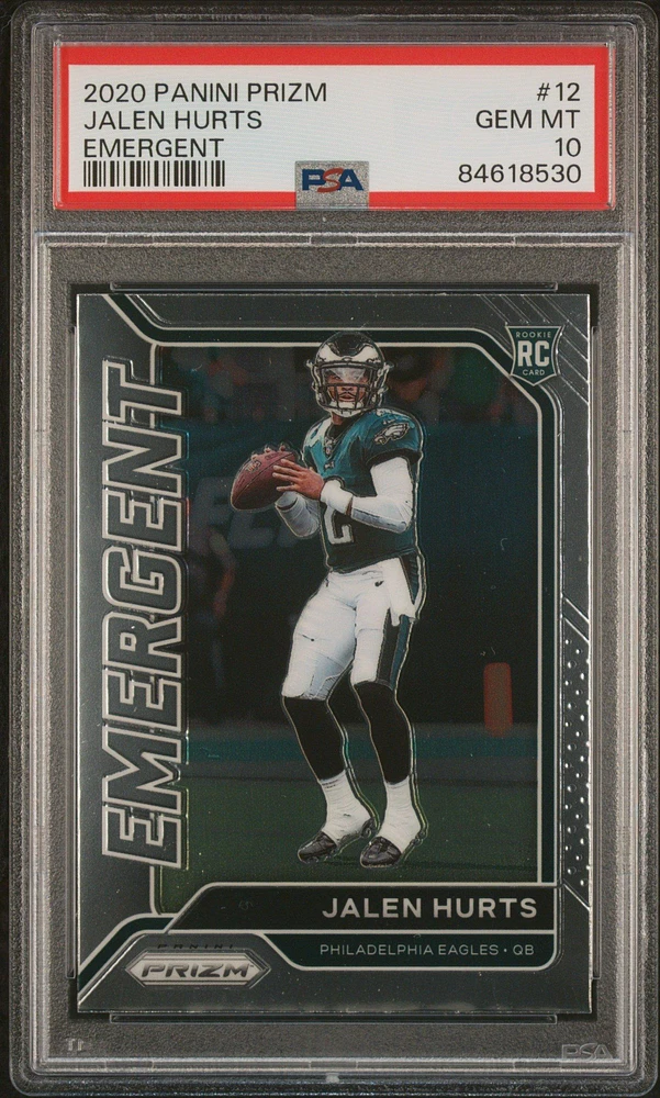 2020 Panini Prizm Emergent 12 Jalen Hurts PSA 10