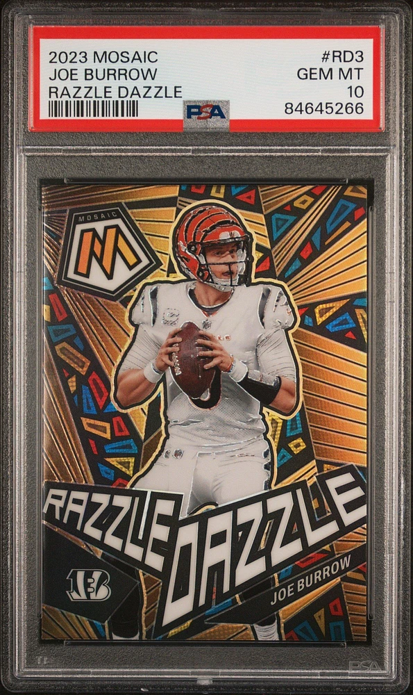 2023 Panini Mosaic Razzle Dazzle Rd3 Joe Burrow PSA 10