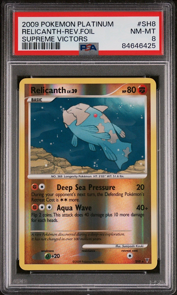 2009 Pokemon Platinum Supreme Victors Sh8 Relicanth-reverse Foil PSA 8