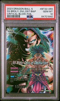 2023 Dragon Ball Super Card Game Series 22 Critical Blow Bt22-055 Broly & Paragus/ss Broly, Devil Of Destruction Holo PSA 10