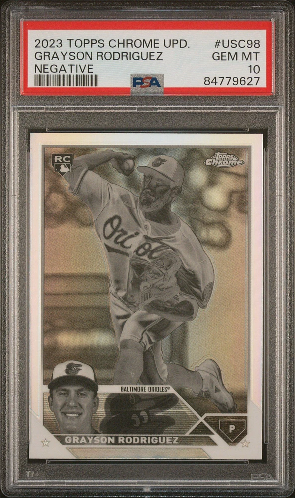 2023 Topps Chrome Update Usc98 Grayson Rodriguez Negative Refractor PSA 10