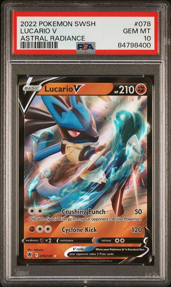 2022 Pokemon Sword & Shield Astral Radiance 078 Lucario V PSA 10