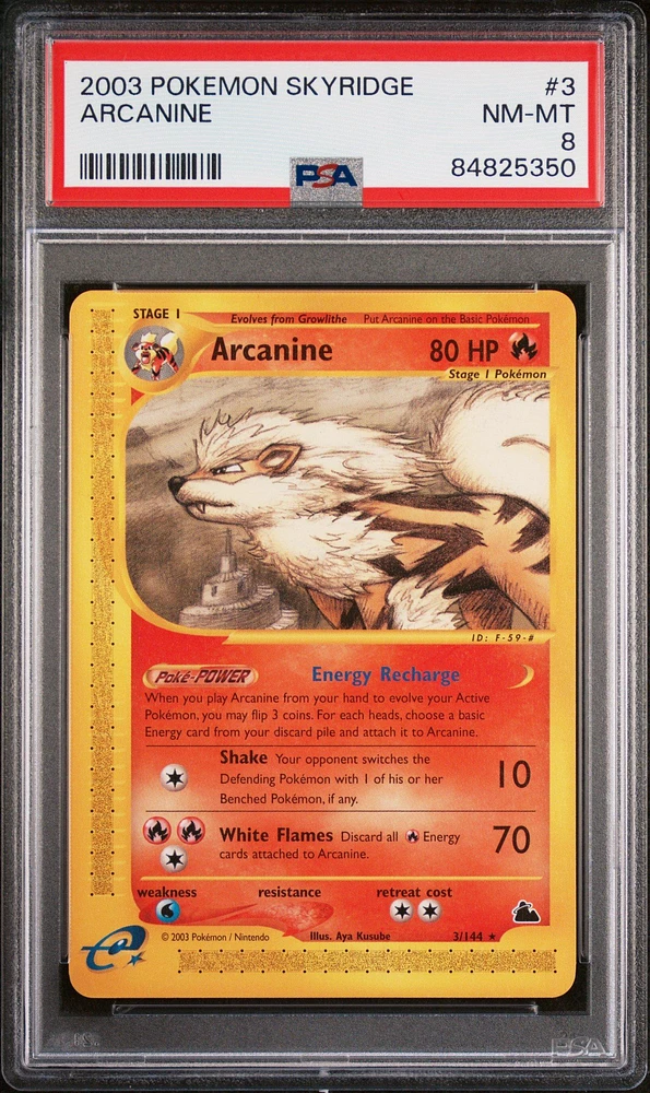 2003 Pokemon Skyridge 3 Arcanine PSA 8