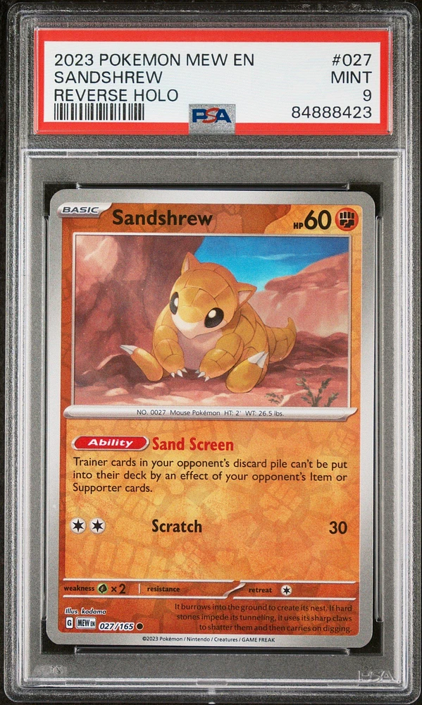 2023 Pokemon Mew En-151 027 Sandshrew Reverse Holo PSA 9