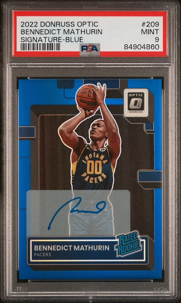 2022 Panini Donruss Optic 209 Bennedict Mathurin Signature-blue PSA 9