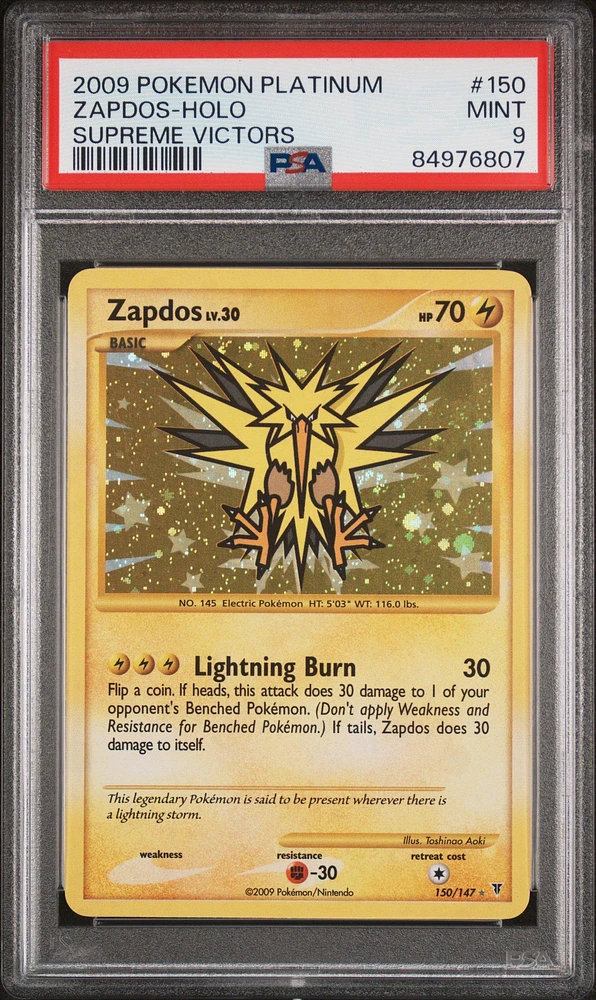 2009 Pokemon Platinum Supreme Victors 150 Zapdos-holo PSA 9