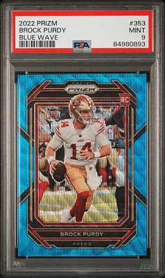 2022 Panini Prizm 353 Brock Purdy Blue Wave PSA 9