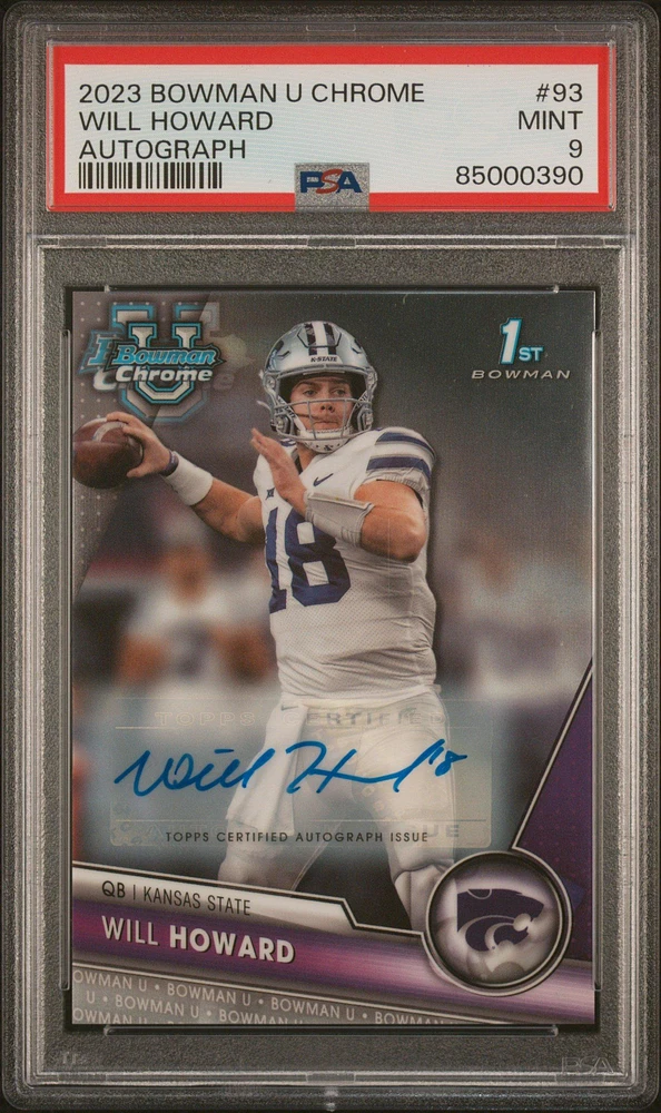 2023 Bowman University Chrome 93 Will Howard Autograph PSA 9