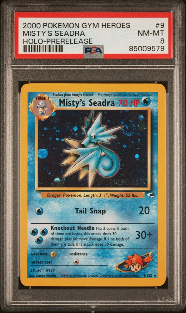 2000 Pokemon Gym Heroes 9 Misty's Seadra PSA 8