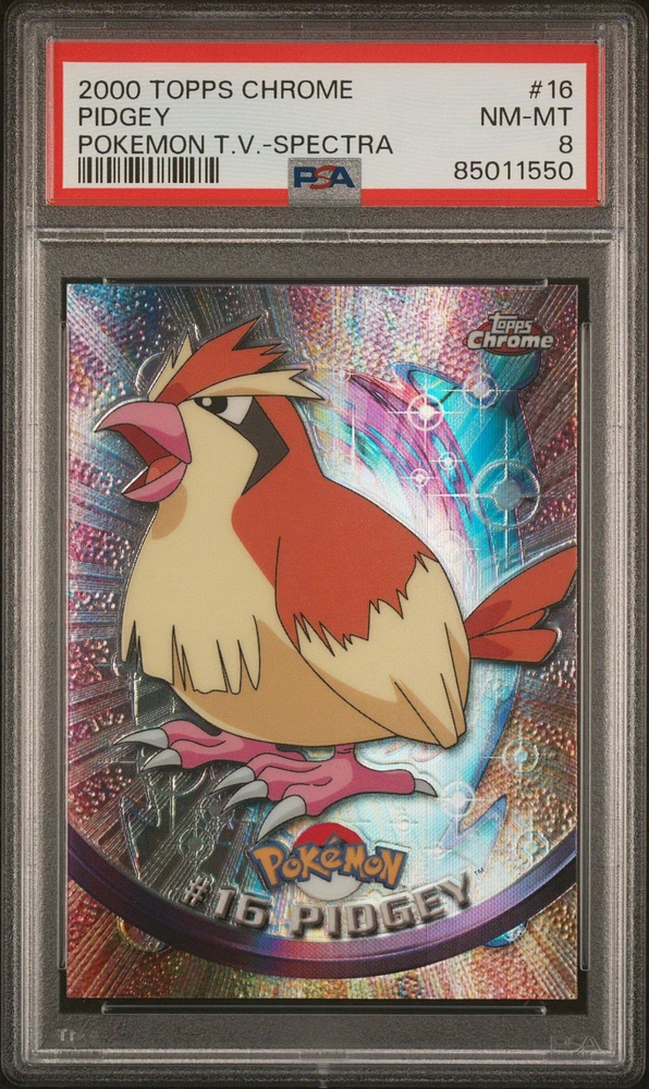 2000 Topps Chrome Pokemon T.v. 16 Pidgey Spectra PSA 8