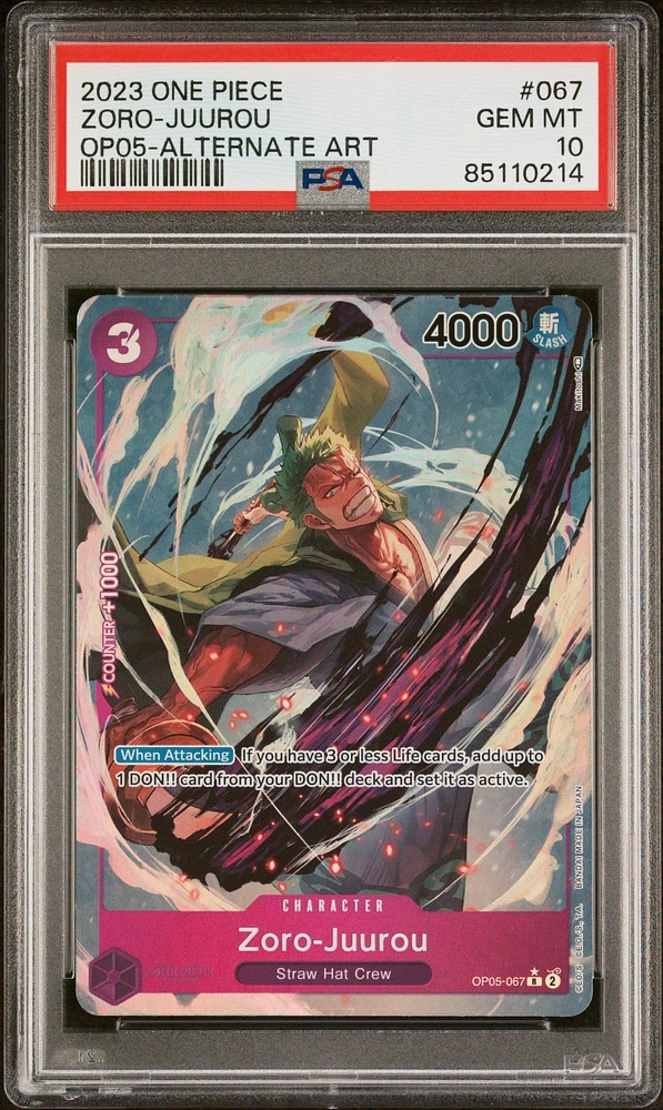 2023 One Piece Awakening Of The New Era 067 Zoro-juurou Alternate Art PSA 10