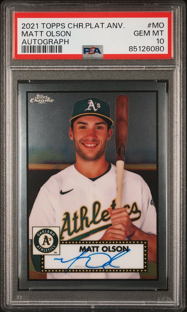 2021 Topps Chrome Platinum Anniversary Autographs Mo Matt Olson PSA 10