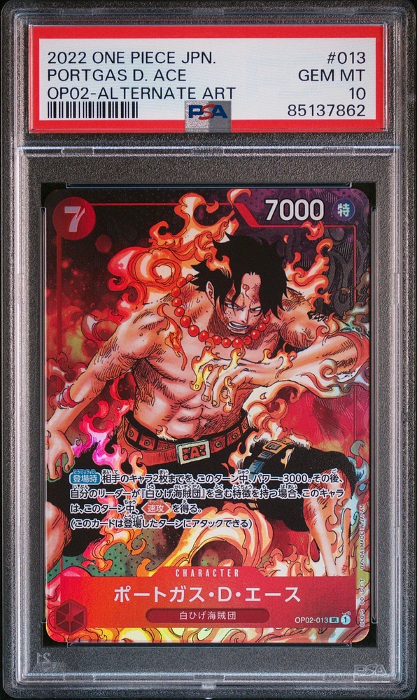 2022 One Piece Japanese Paramount War 013 Portgas D. Ace Alternate Art PSA 10