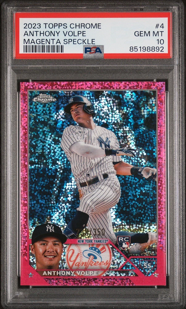 2023 Topps Chrome 4 Anthony Volpe Magenta Speckle PSA 10