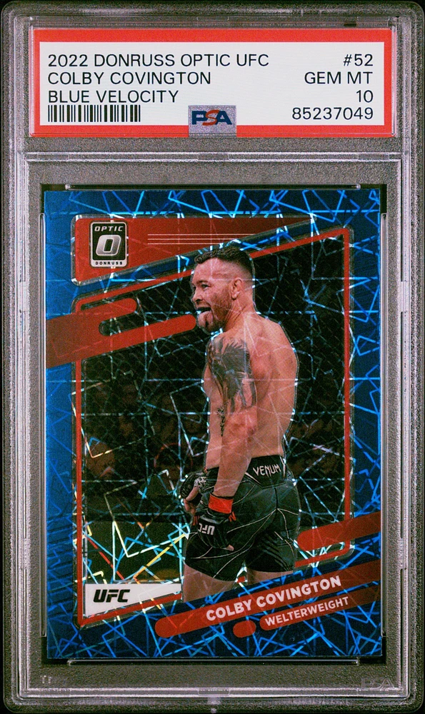 2022 Panini Donruss Optic Ufc 52 Colby Covington Blue Velocity PSA 10