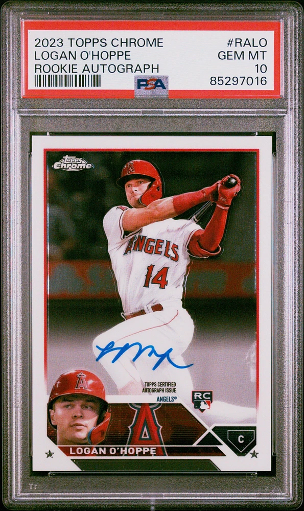2023 Topps Chrome Rookie Autograph Ralo Logan O'hoppe PSA 10