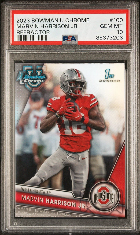 2023 Bowman University Chrome 100 Marvin Harrison Jr. Refractor PSA 10