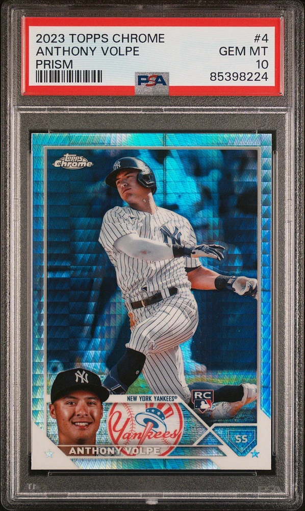 2023 Topps Chrome 4 Anthony Volpe Prism Refractor PSA 10