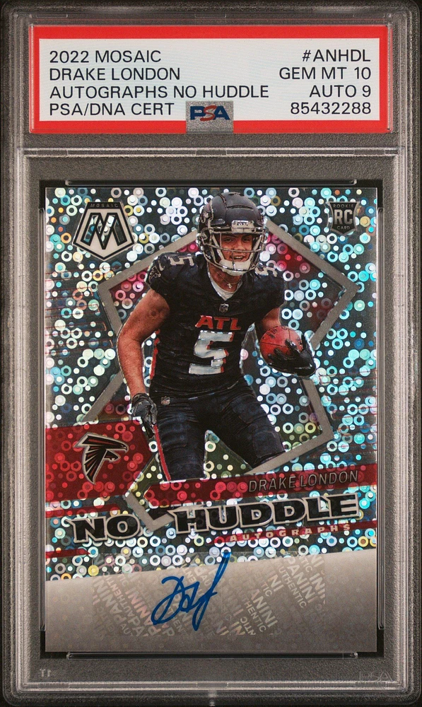 2022 Panini Mosaic Autographs No Huddle Anhdl Drake London PSA 10