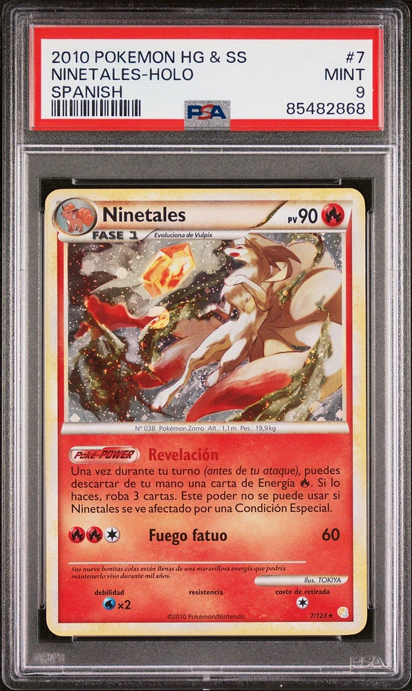 2010 Pokemon Heartgold & Soulsilver 7 Ninetales-holo Spanish PSA 9