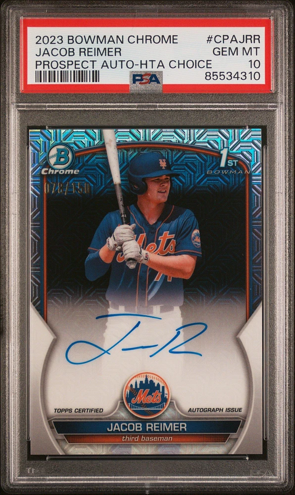2023 Bowman Chrome Prospect Autographs Cpajrr Jacob Reimer PSA 10