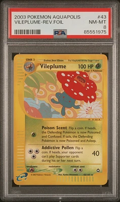 2003 Pokemon Aquapolis 43 Vileplume-reverse Foil PSA 8