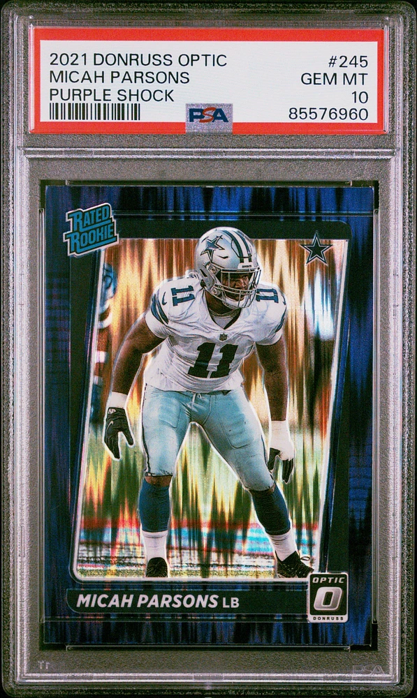 2021 Panini Donruss Optic 245 Micah Parsons Purple Shock PSA 10