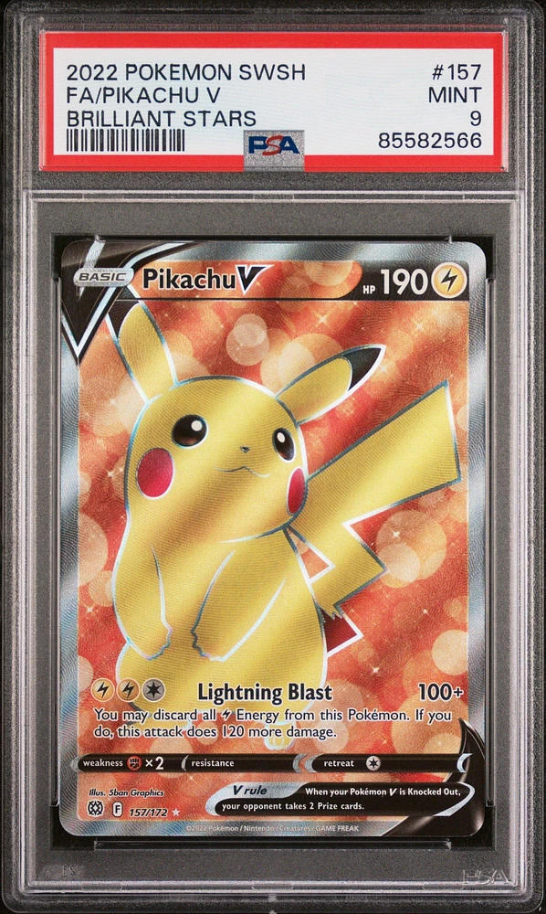 2022 Pokemon Sword & Shield Brilliant Stars 157 Fa/pikachu V PSA 9