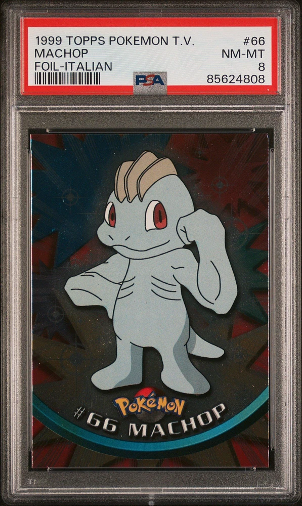 1999 Topps Pokemon Tv 66 Machop Foil-italian PSA 8