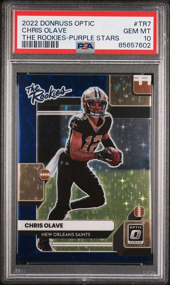 2022 Panini Donruss Optic The Rookies Tr7 Chris Olave Purple Stars PSA 10
