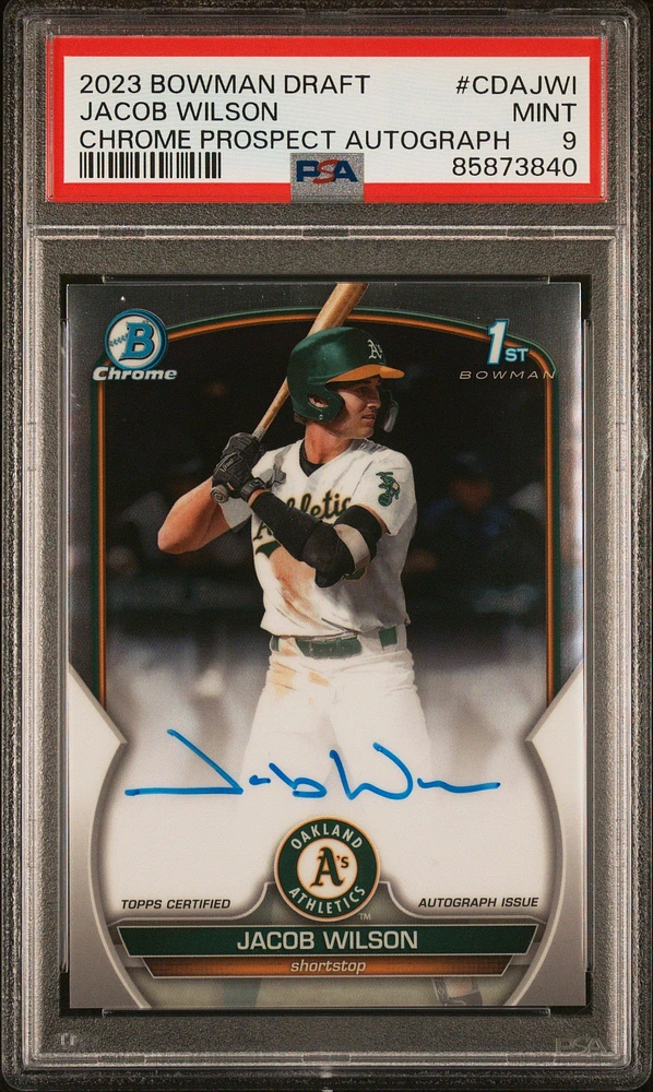 2023 Bowman Draft Chrome Prospect Autograph Cdajwi Jacob Wilson PSA 9