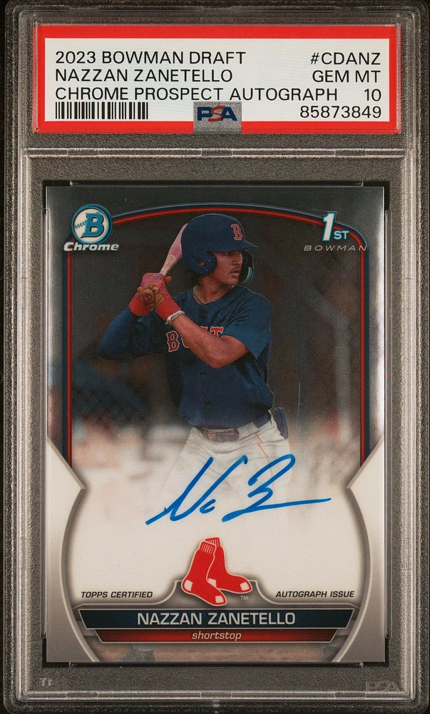 2023 Bowman Draft Chrome Prospect Autograph Cdanz Nazzan Zanetello PSA 10