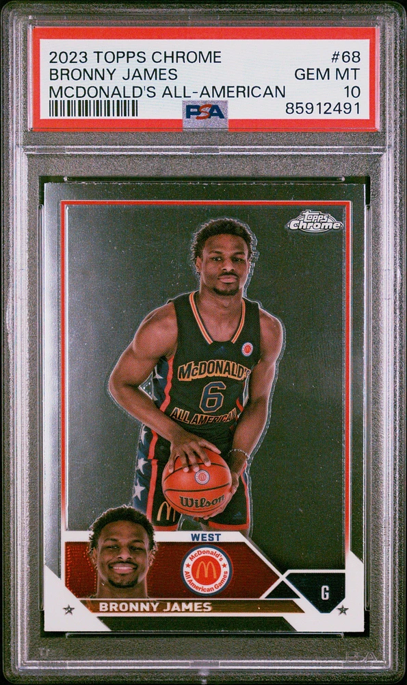 2023 Topps Chrome Mcdonald's All-american 68 Bronny James PSA 10