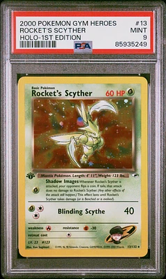 2000 Pokemon Gym Heroes 13 Rocket's Scyther Holo-1st Edition PSA 9