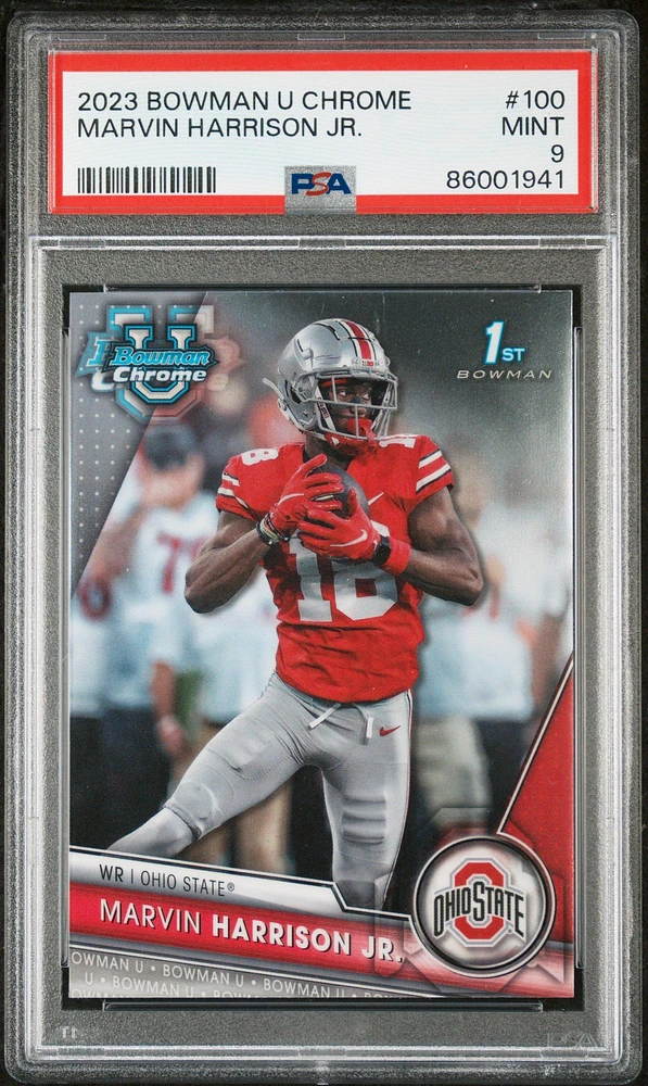 2023 Bowman University Chrome 100 Marvin Harrison Jr. PSA