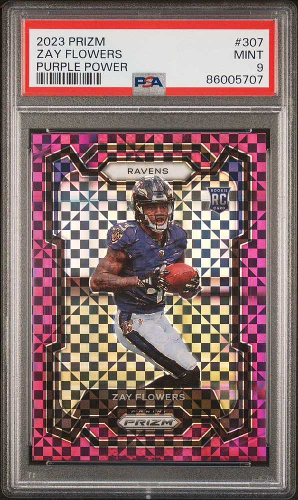 2023 Panini Prizm 307 Zay Flowers Purple Power PSA 9