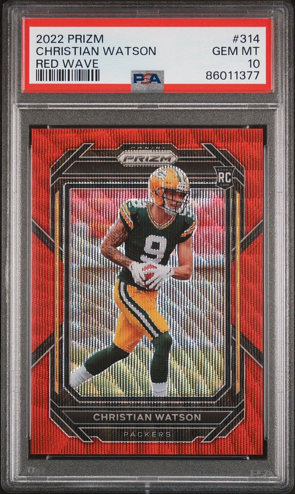 2022 Panini Prizm 314 Christian Watson Red Wave PSA 10