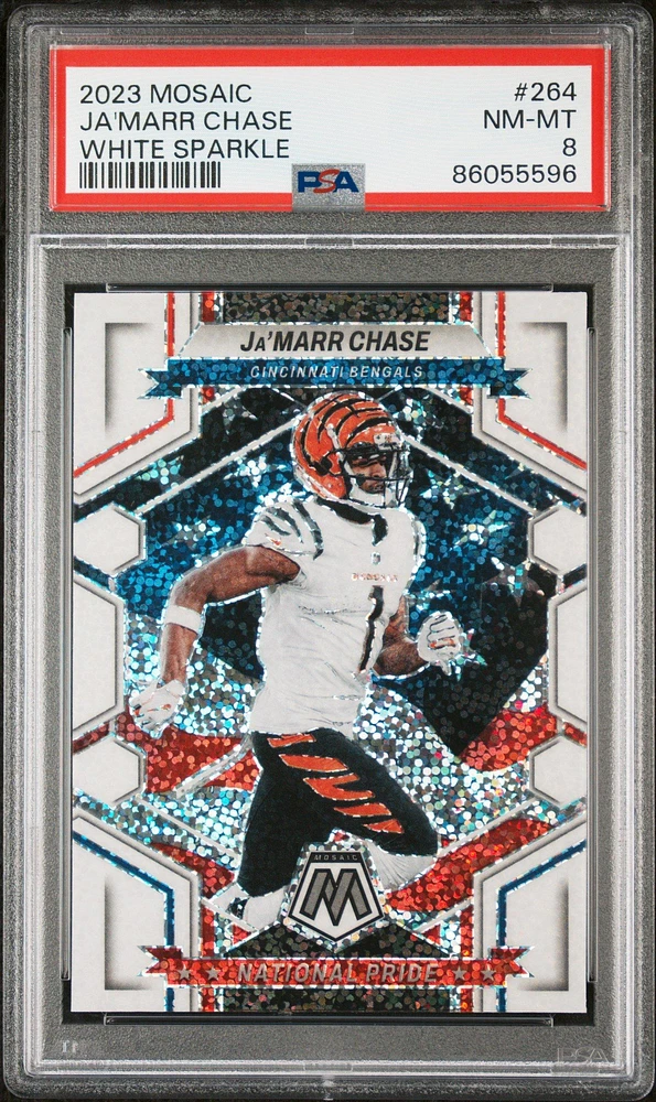 2023 Panini Mosaic 264 Ja'marr Chase White Sparkle PSA 8